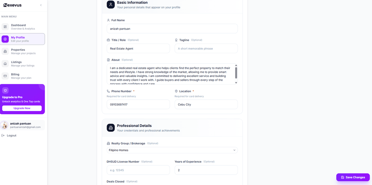 Profile builder