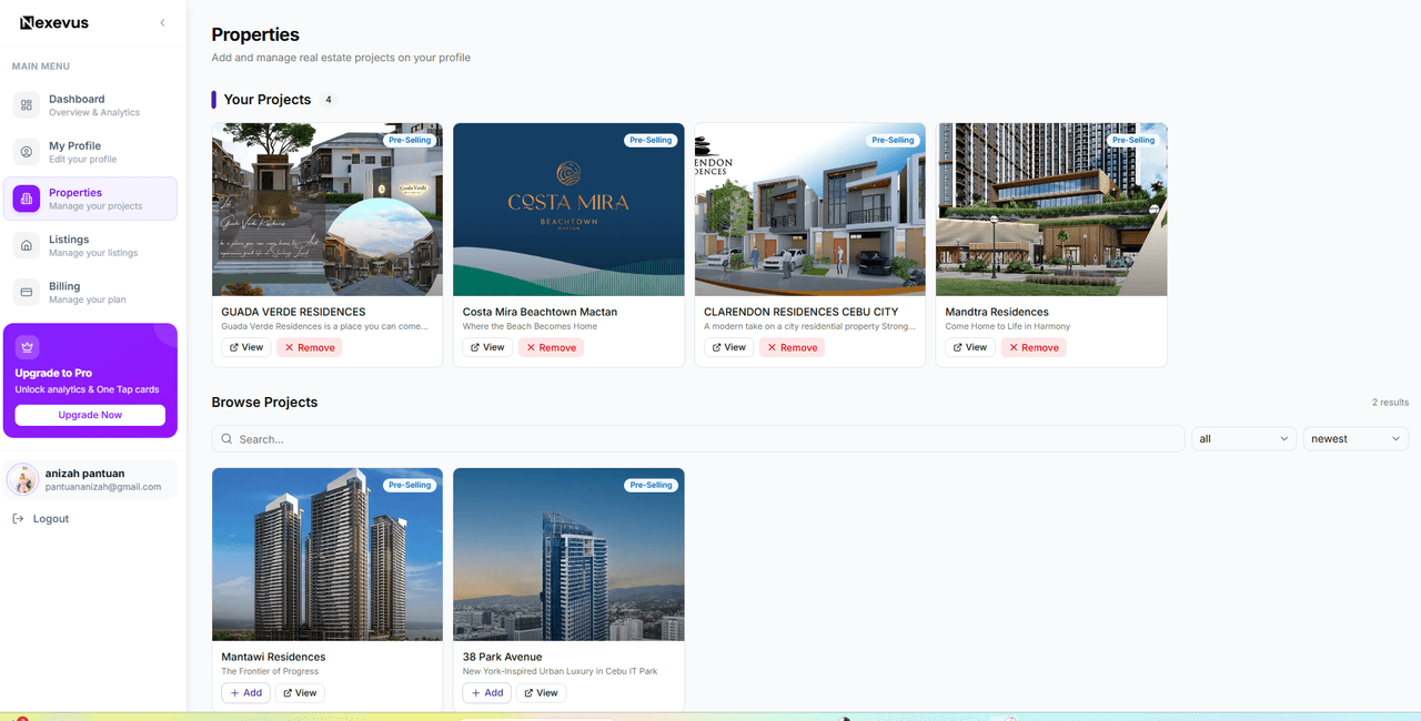 Projects dashboard