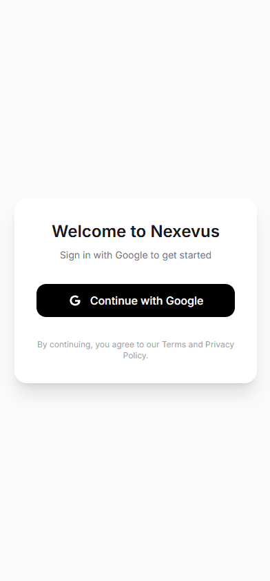 Sign up screen