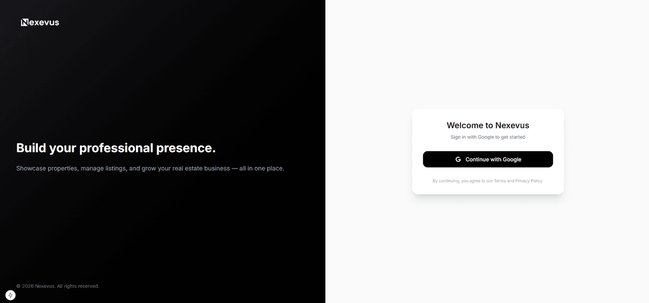 Sign up screen