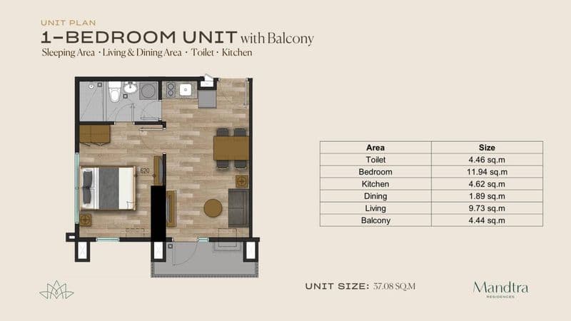 1-Bedroom with Balcony (36 sqm)